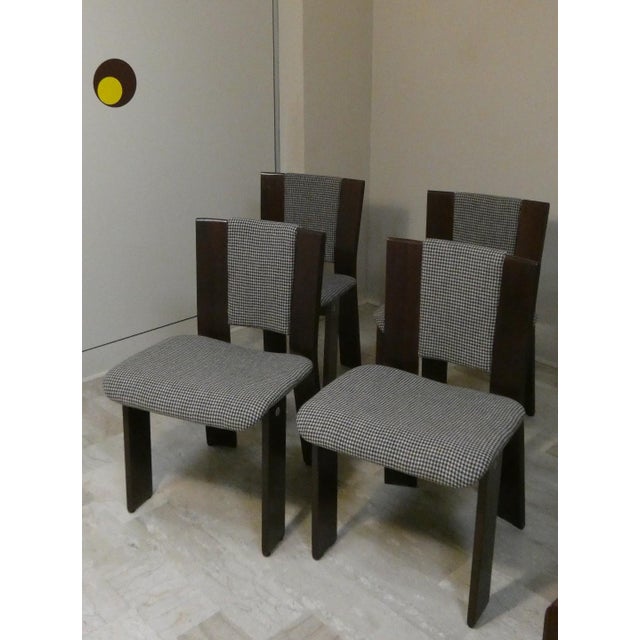 Wood Chairs in Wood and Tweed by Acerbis International, Italy 1980s, Set of 4 For Sale - Image 7 of 18