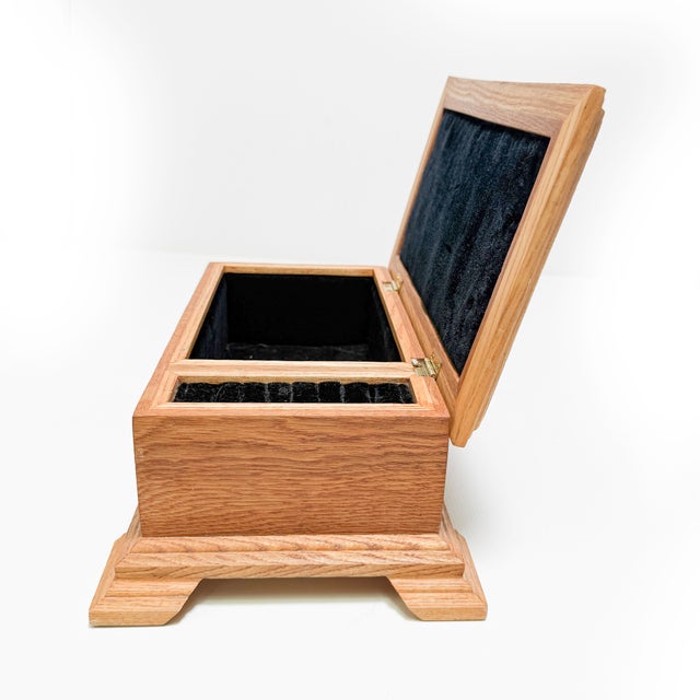 Beautiful vintage solid wood jewelry box, thoughtfully designed with clean lines, balanced proportions, and charming...