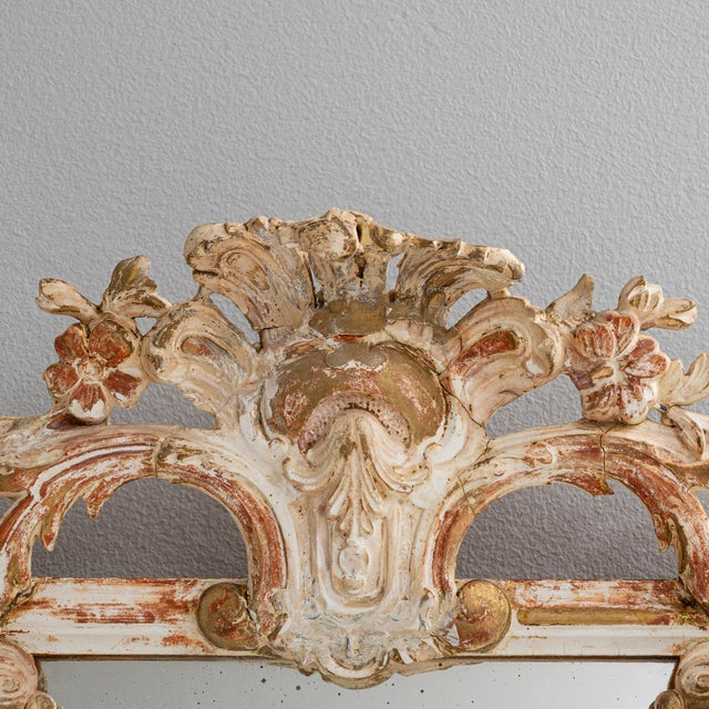1880s French Wood White Patinated Mirror For Sale - Image 10 of 10
