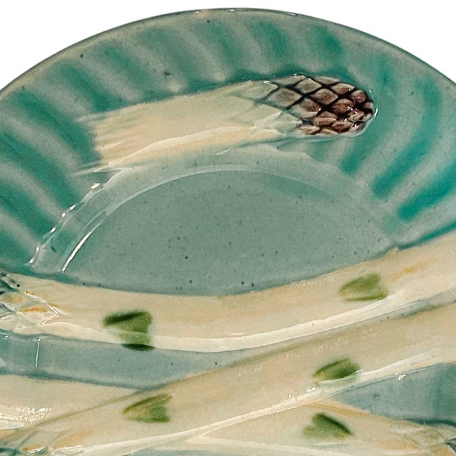 Keller & Guérin Antique French Majolica Asparagus Plate by Keller & Guérin (Luneville), C. 1890 For Sale - Image 4 of 6