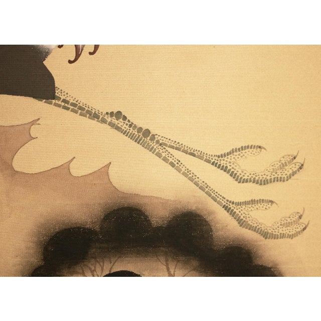 Large 1950s Japanese or Chinoiserie Style Painted Silk Screen For Sale In Dallas - Image 6 of 17