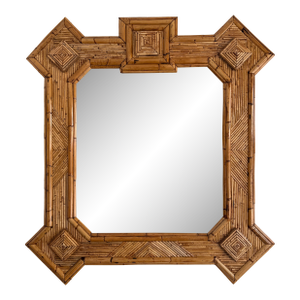 Large Bamboo and Rattan Mirror by Vivai Del Sud. Italy, 1970s