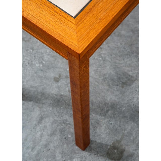 Mid Century Danish Modern End Table Side Entryway Console Wide Tile Teak Wood For Sale - Image 9 of 12