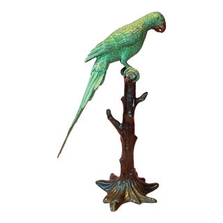 Late 20th Century Life-Sized Bronze Parrot Statue For Sale