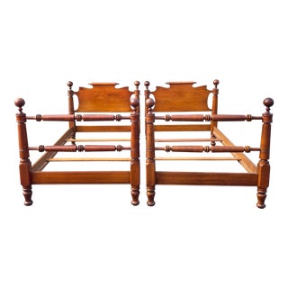 Solid Maple Canonball Twin Beds- a Pair For Sale