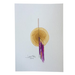 Yellow Single Totem Painting on Paper For Sale