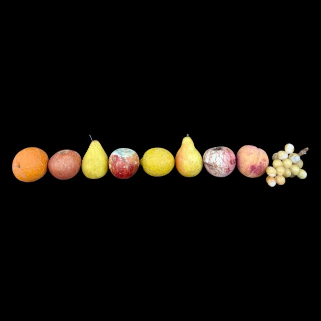 Realism Vintage Italian Hand-Carved Marble Assorted Fruits - Realistic Decoys - Set of 9 For Sale - Image 3 of 7