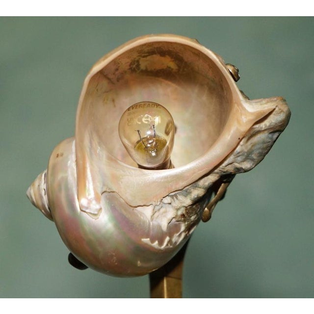 Antique French Art Nouveau Brass and Shell Table Lamp by Louis Majorelle, 1900 For Sale - Image 14 of 18