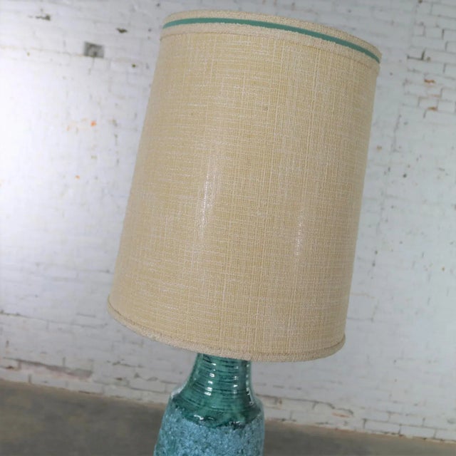 Mid 20th Century Mid Century Modern Table Lamp Large Turquoise Lava Glaze Ceramic After Fantoni For Sale - Image 10 of 13