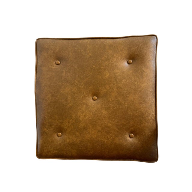 Mid 20th Century Faux Leather Brown Parsons Style Stool For Sale - Image 10 of 11