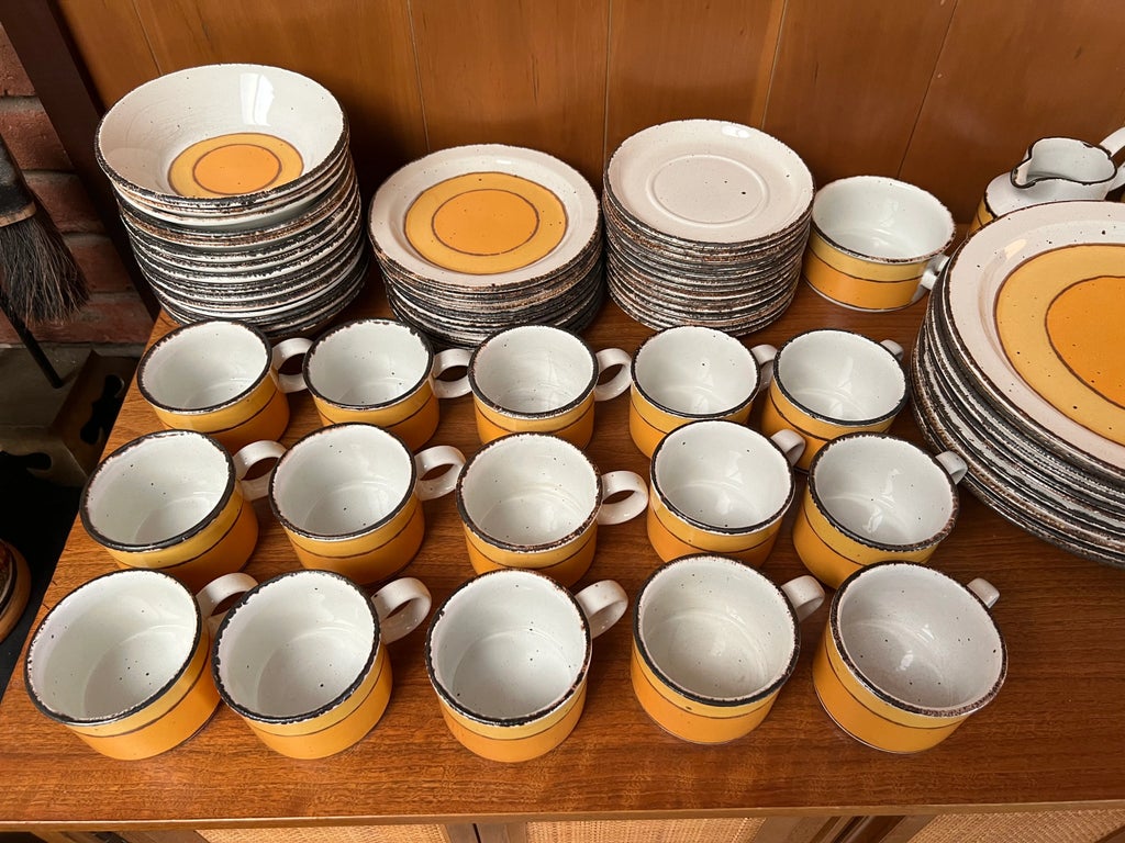 1970s Mid-Century Modern Midwinter Ltd “Sun” Stonehenge Tableware