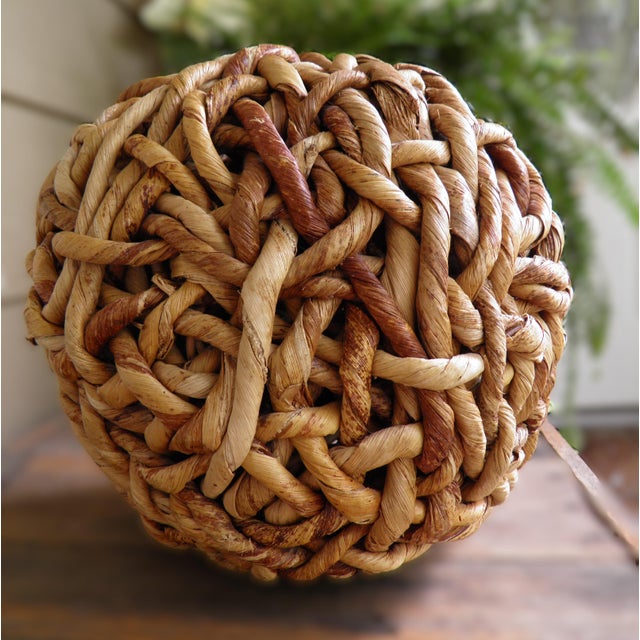 2010s Water Hyacinth Woven Sphere 10” Diameter For Sale - Image 5 of 5