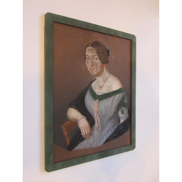 G L Lewin Pastel Gouache Portrait Signed Circa 1848 Rococo Gilt Frame For Sale - Image 9 of 14