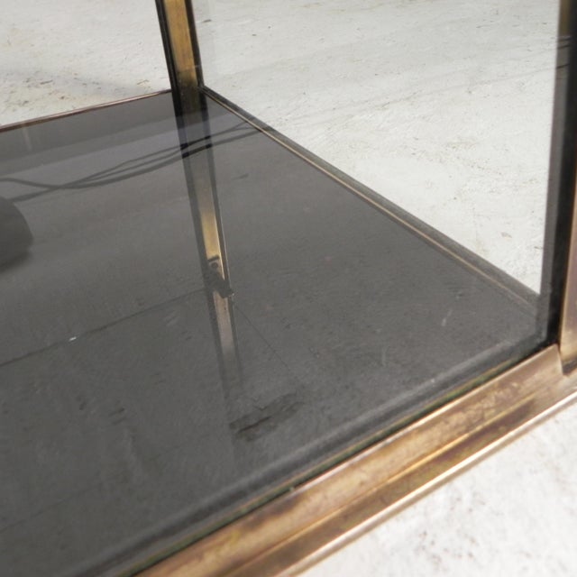 Glass Counter Display Case with a Brass Frame and Glass Shelves, 1930s For Sale - Image 10 of 18