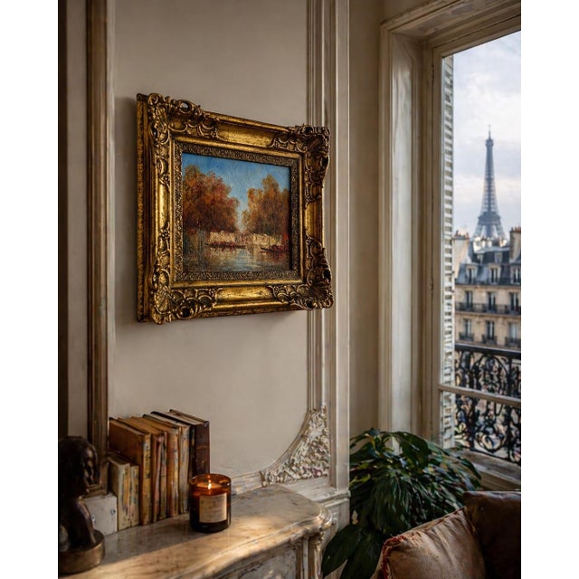 A charming antique painting depicting a lively landscape, attributed to the Austrian painter Leopold Ziller, in a luminous...