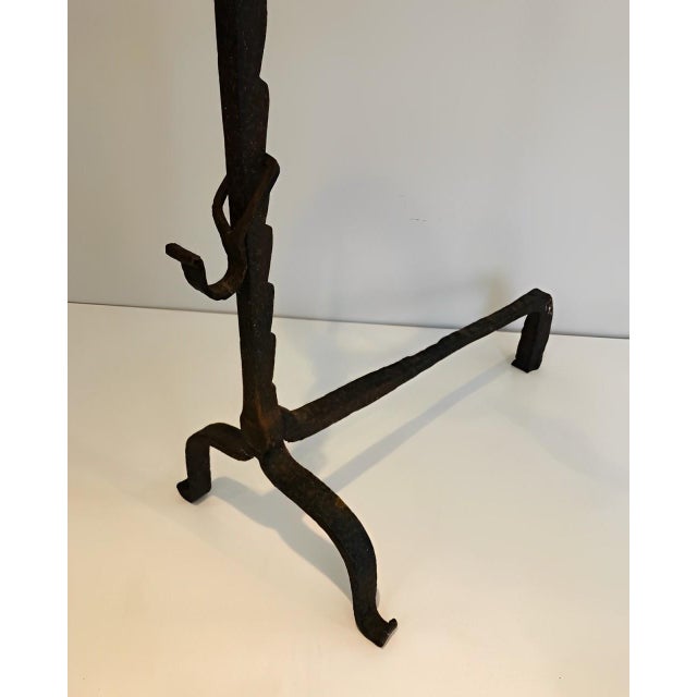 Black 1650s Wrought Iron Landiers - a Pair For Sale - Image 8 of 9