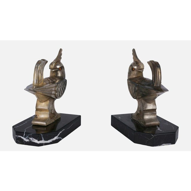1930s Bird-Shaped Bookends in Silver-Plated Cast Metal by H. Moreau, 1900s, Set of 2 For Sale - Image 5 of 9