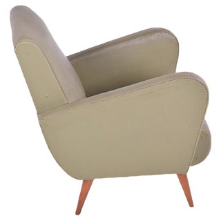 Armchair in Green Nappa, 1950s For Sale