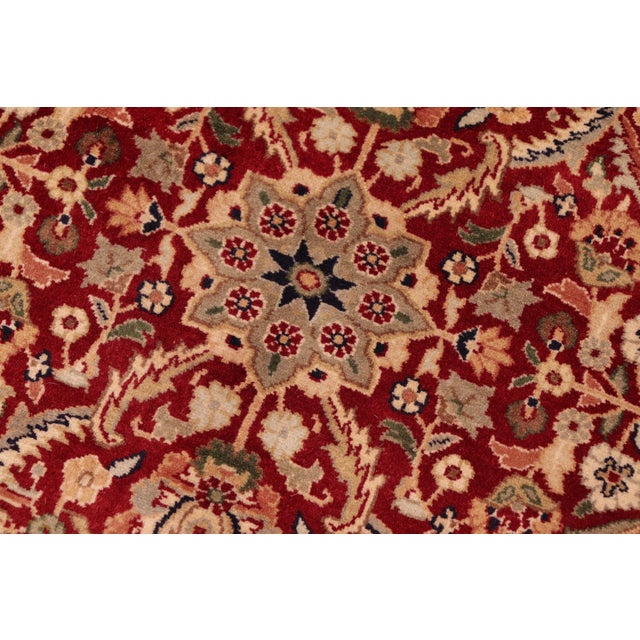 Shabby Chic 1990's Floral Pak-Persian Red/Blue Wool Rug - 6'0'' X 8'6'' For Sale - Image 3 of 9
