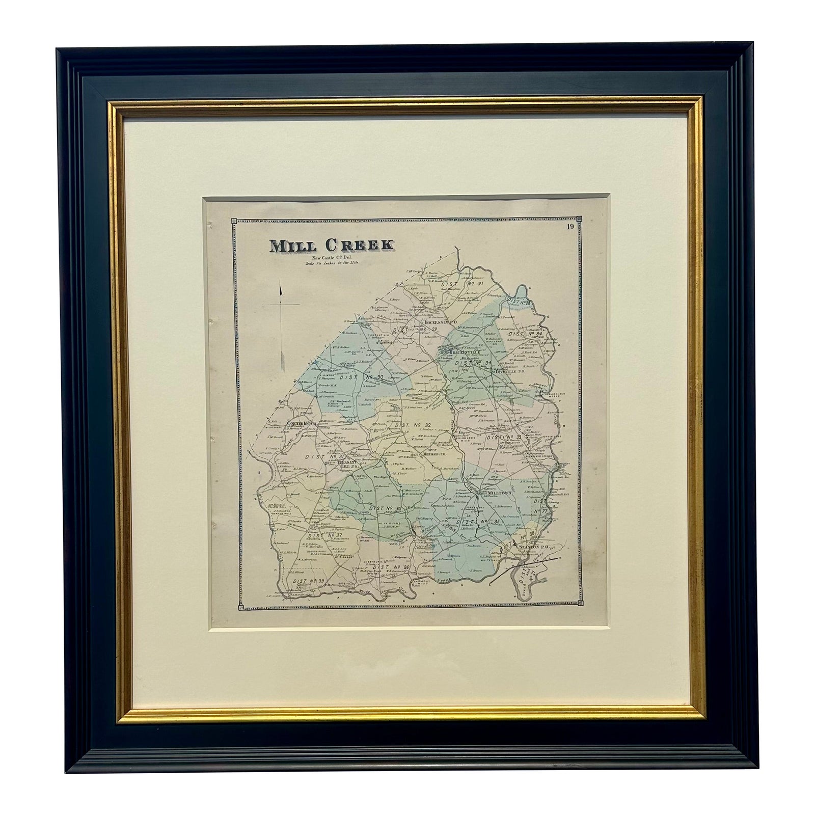 Mill Creek Hundred, Delaware Mid 19th Century Original Framed Engraving ...
