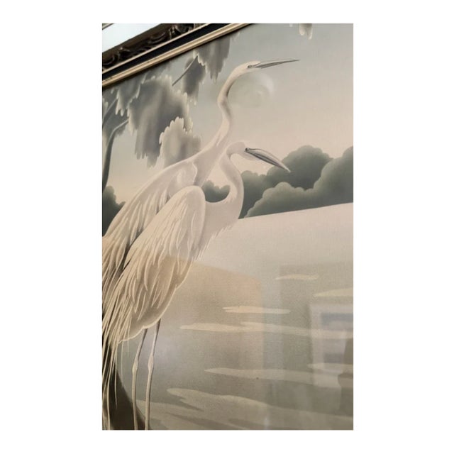 A quintessential piece of mid-century American decorative art — a Turner Manufacturing Co. egret lithograph presented in...