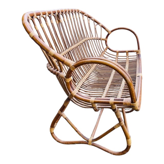1970s Vintage Italian Rattan Loveseat or Settee in the Style of Franco Albini For Sale - Image 5 of 6