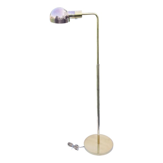 Vintage 1970s Brass Adjustable Floor Lamp by Casella Lighting Co For Sale