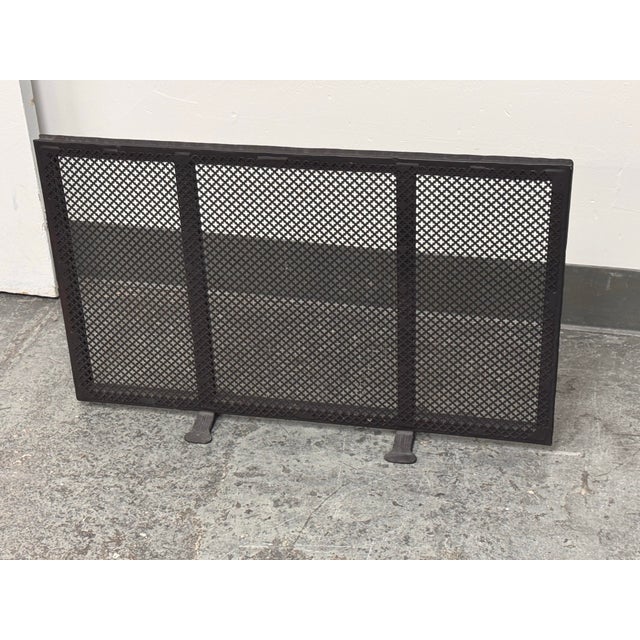 Traditional Quatrefoil Pierced Iron Fireplace Screen, Vintage For Sale - Image 3 of 12