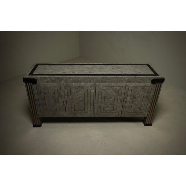 Tessellated Stone and Brass Sideboard from Maitland Smith, 1980s For Sale - Image 13 of 15