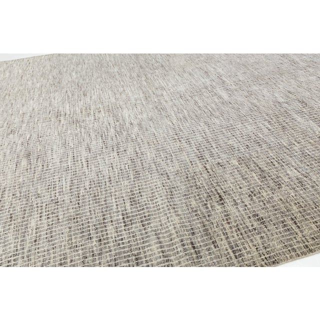 2020s Modern Moroccan Style Wool Rug Neutral Earth Tones & Minimalist Grid Pattern For Sale - Image 5 of 10