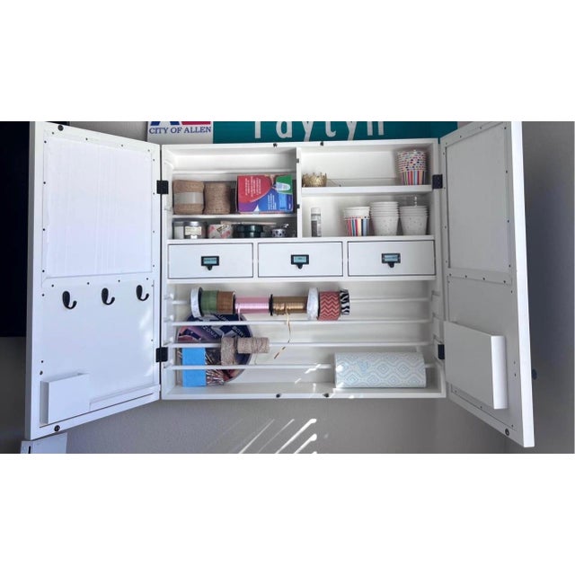 Transitional Craft Cabinet W/Chalkboard Panels - Wall Mounted For Sale - Image 3 of 3