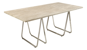 Carrara Marble Dining Table on Trestles, 1970