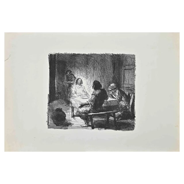 Theo van Elsen, Men in the Inn, Lithograph, 20th Century For Sale