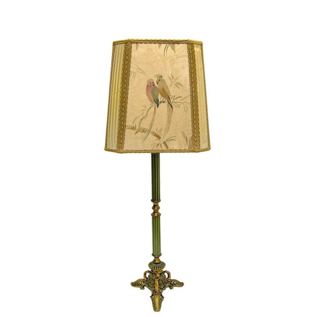 1930s Louis XV French Polychrome and Gilded Tripod Table Lamp, 1930s For Sale - Image 5 of 12