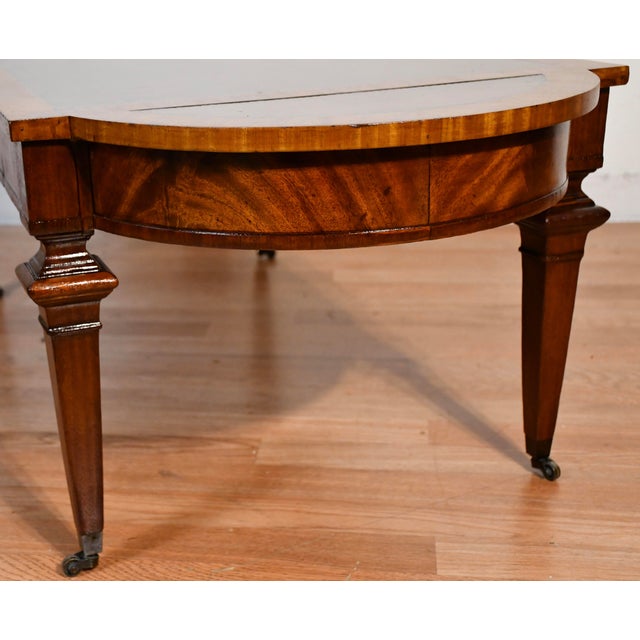 Wood 1930s English Regency Mahogany & Satinwood , Leather Top Coffee Table For Sale - Image 7 of 15