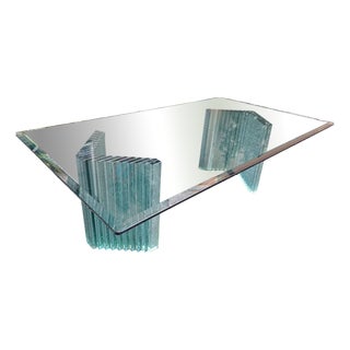 Coffee Table with Glass Slat Legs and Bevelled Fiam Glass Top, 1980s For Sale