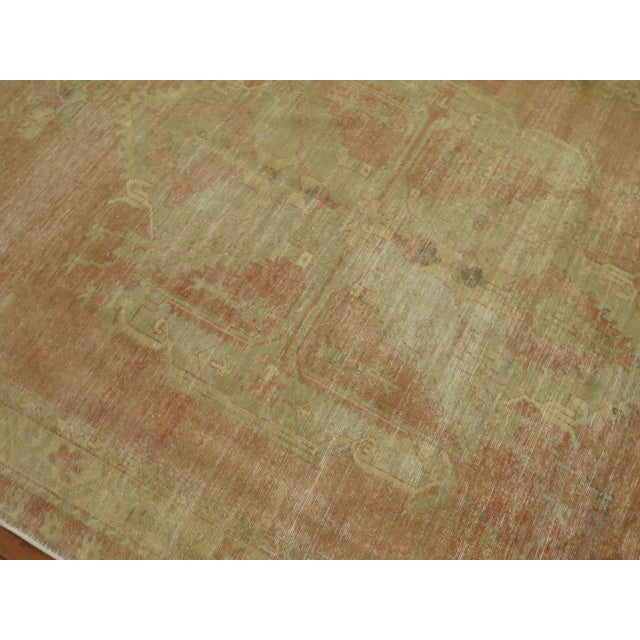 Textile Vintage Zabihi Collection Soft Pink Oushak Gallery Size Rug - 6'3" x 11'9" For Sale - Image 7 of 10