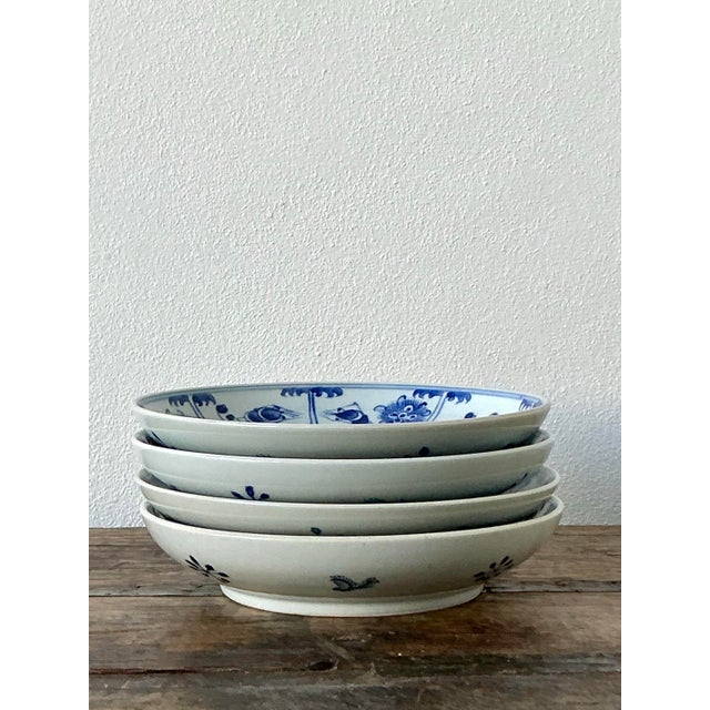 Late 20th Century Vintage Asian Floral Glazed Ceramic Plates - Set of 4 For Sale - Image 5 of 12