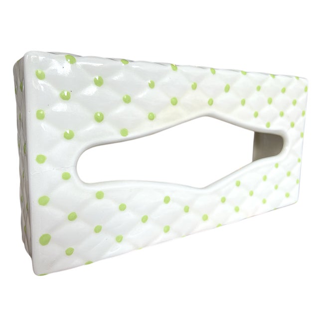 Dorothy Draper 1970s Vintage Hollywood Regency Italian Ceramic Tissue Box Cover For Sale - Image 4 of 9