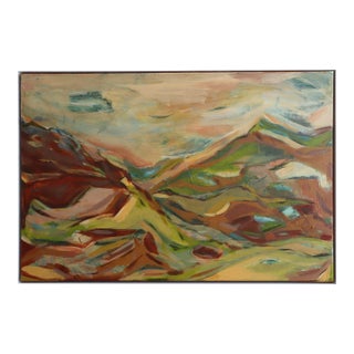 Contemporary 'Off the Beaten Track' Original Abstract Landscape Acrylic Painting by British Artist Frances Daws, Framed For Sale