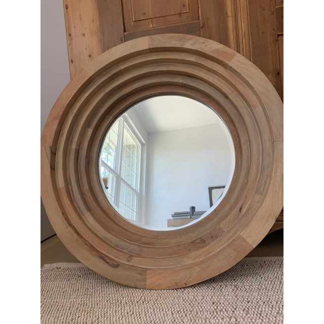 Vintage White Oak Circular Wall Mirror For Sale - Image 9 of 10