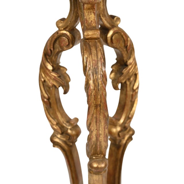 Rococo Vintage Italian Giltwood Scroll Pedestals - a Pair For Sale - Image 3 of 10