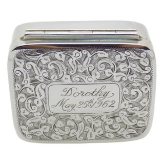 Vintage British Handmade Genuine Sterling Silver 925 Chiseled Pill Trinket Box For Sale