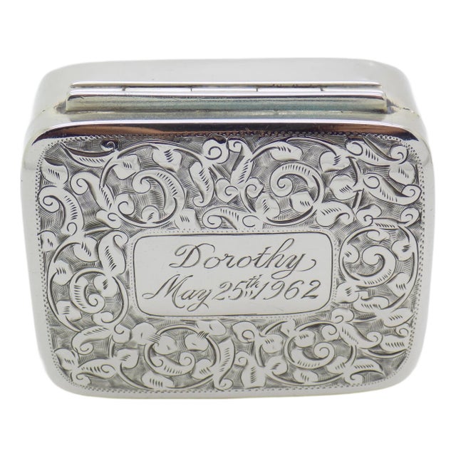 Vintage British Handmade Genuine Sterling Silver 925 Chiseled Pill Trinket Box For Sale