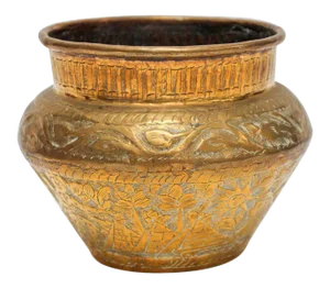 Middle Eastern Islamic Brass Bowl With Egyptian Scene