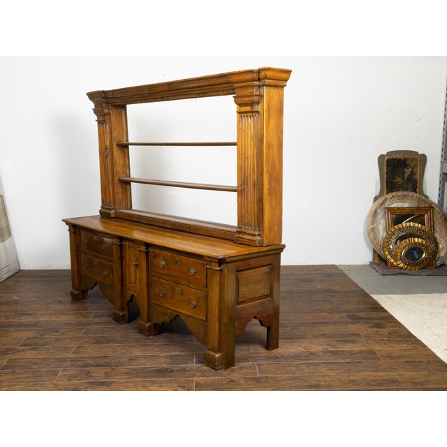 English Georgian Period 1800s Pine Dresser with Open Shelves and Drawers For Sale - Image 9 of 12