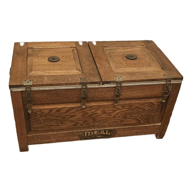 Vintage Ideal Double Icebox by the Toledo Cooker Co. | Oak & Zinc Lined | Early 20th Century For Sale
