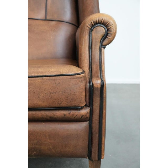 Sheepskin Wing Chair in Leather For Sale - Image 9 of 14
