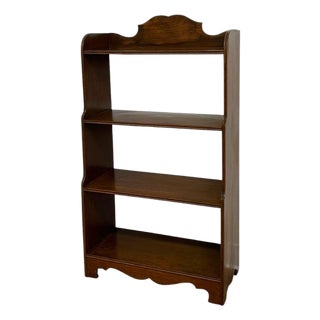 Vintage 4-Tier Solid Wood Bookshelf – Antique Style Scalloped Bookcase and Display Shelf For Sale