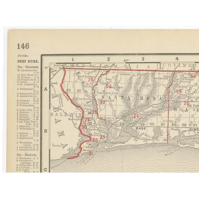 Antique Map of Florida The Sunshine State by Ran McNally, 1899 For Sale - Image 6 of 12